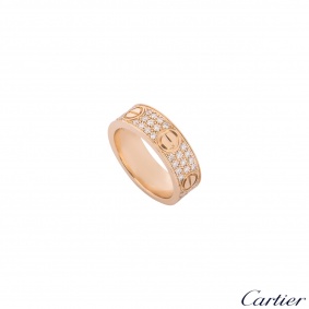Cartier Rose Gold Pave Diamond Love Ring Size 58 B4087658 Cartier Rose Gold Pave Diamond Love Ring Size 58 B4087658